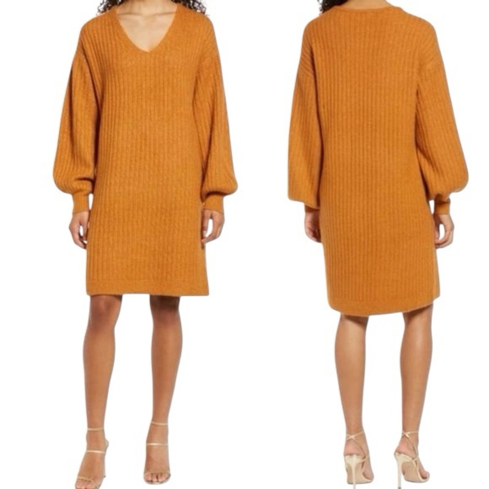 Rachel Parcell Oversized Ribbed V-Neck Sweater Dress NWT Size XS